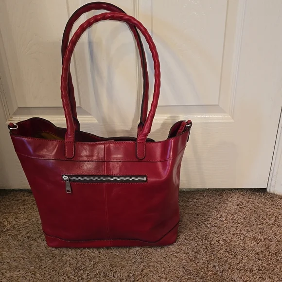 Patricia Nash Red Leather Tote with Braided Handles - Picture 3 of 14